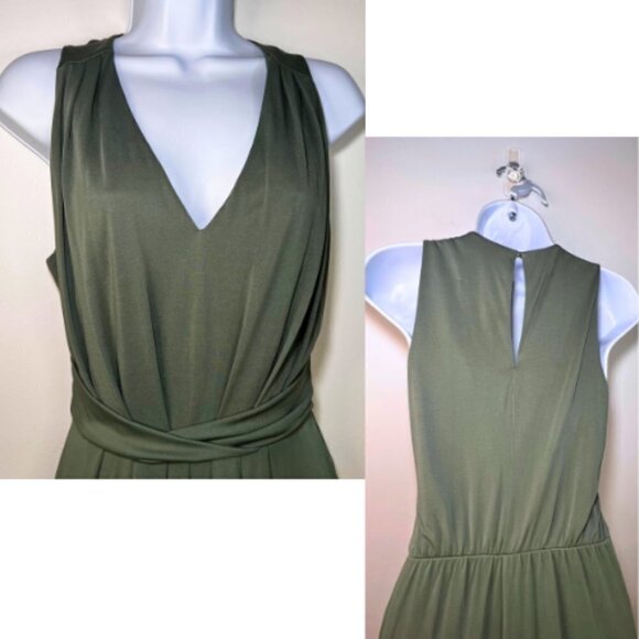 ASTR THE LABEL Easy Twist Waist Sage Green V-Neck Jumpsuit Size XS - Picture 5 of 9